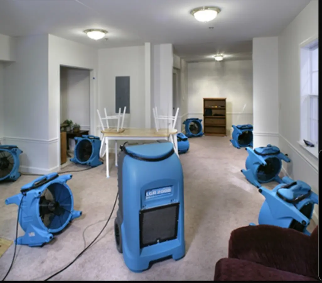 Air movers and dehumidifier setup for Water Extraction & Removal in Round Rock